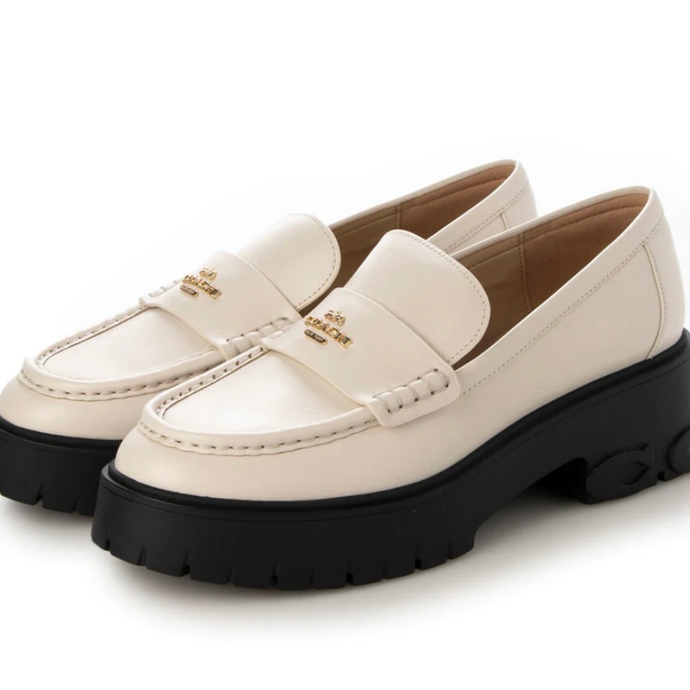 Coach Cream Loafers With Black Soles